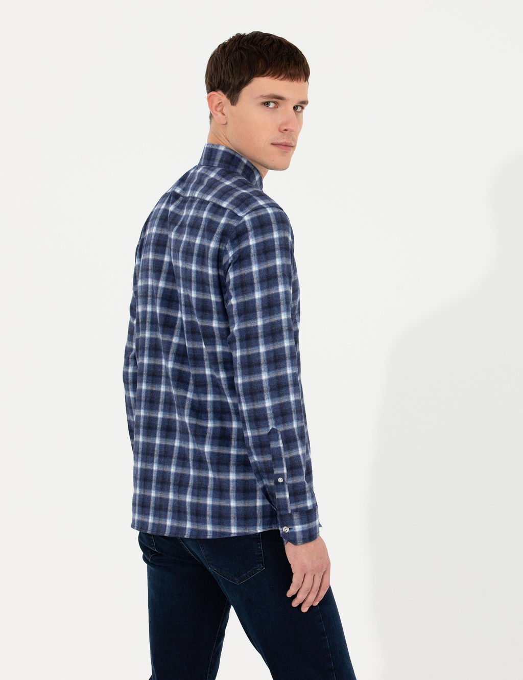 Lacivert Slim Fit Uzun Kollu G_mlek