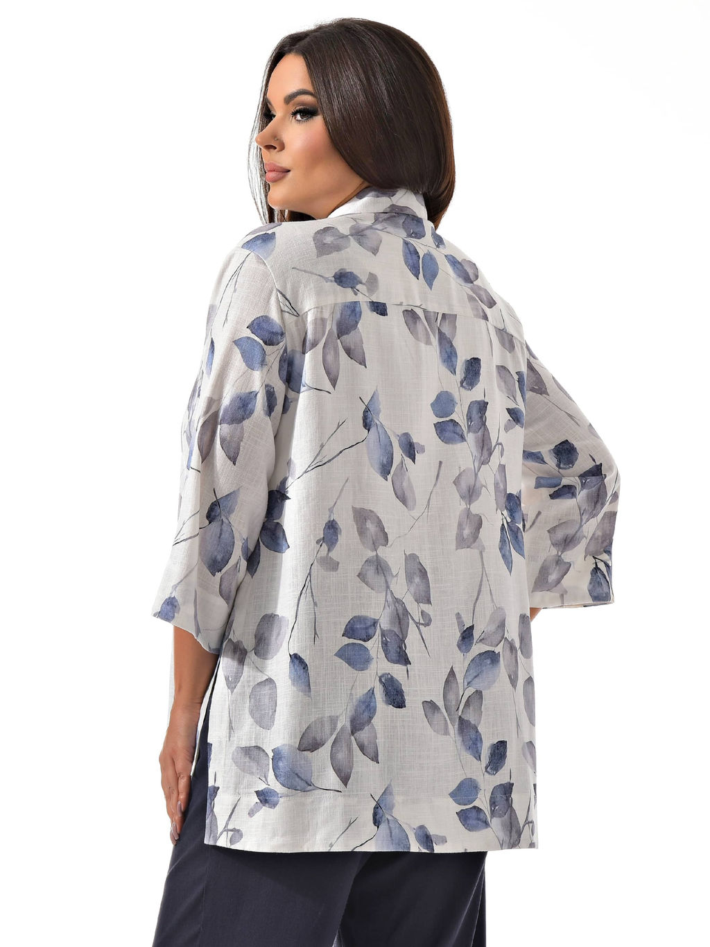 вискоза со льном, дышащая легкая рубашка - А+б коллекция фото 15