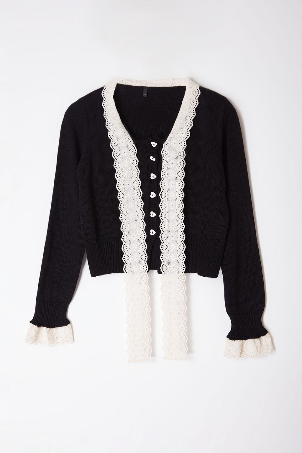 Siyah Crop Dantel Garnili Kurdele/Fiyonk Detayl? Triko H?rka TWOAW25HI00251