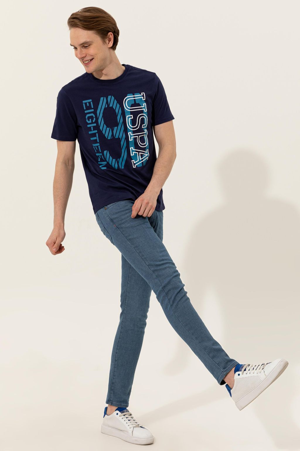 Мужская темно-синяя футболка с круглым вырезом - U.s. polo assn фото 4