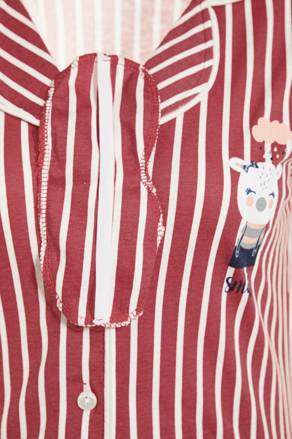Trendyolmilla Pembe Cizgili Hayvan Bask?l? Gomlek-Pantolon Orme Pijama Tak?m? THMSS21PT0878