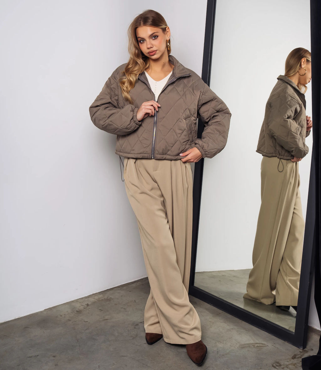 Куртка #КТ730, бежево-серый