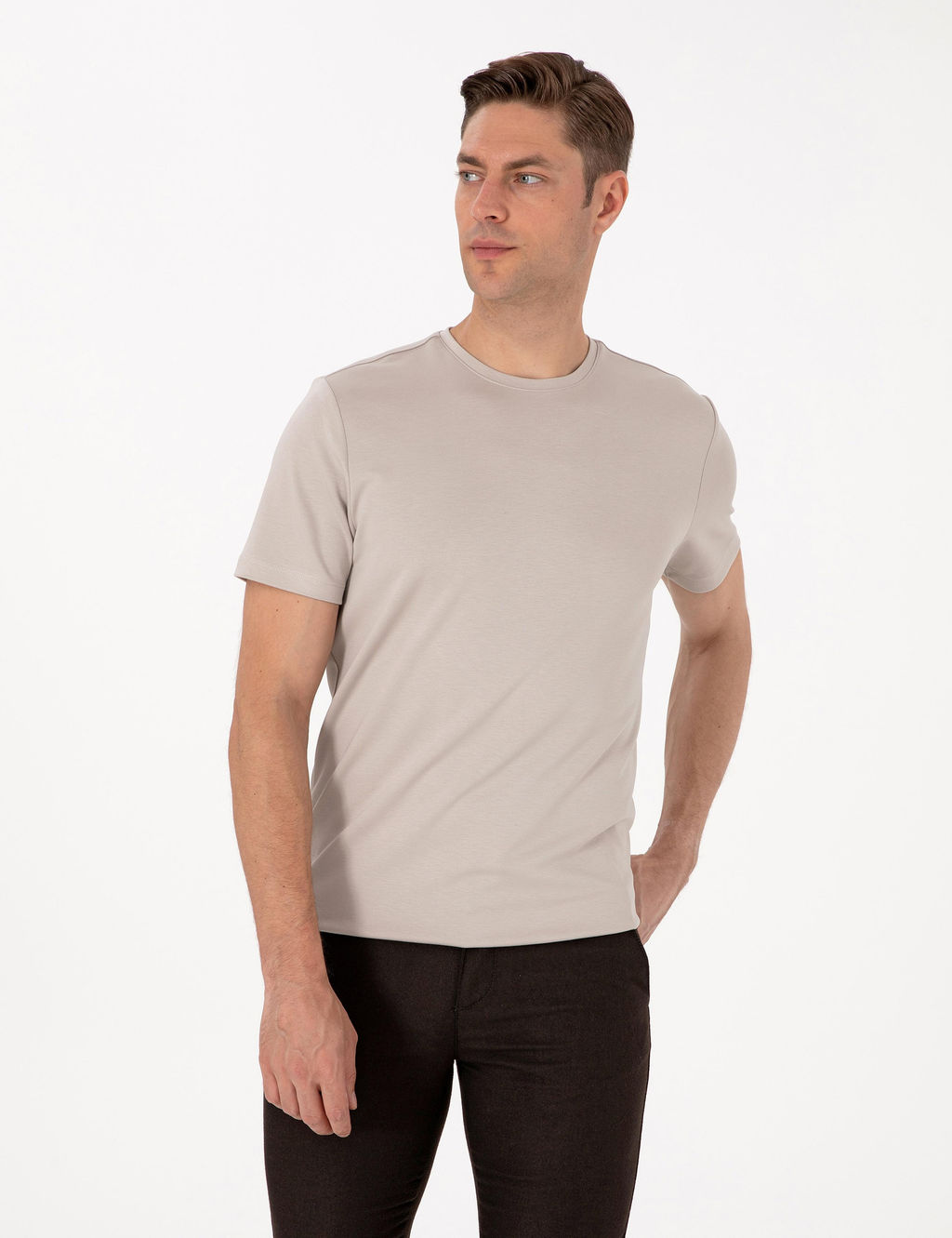 Ta_ Regular Fit Kal_n Dokulu Bisiklet Yaka Basic Ti__rt - Pierre cardin фото 3