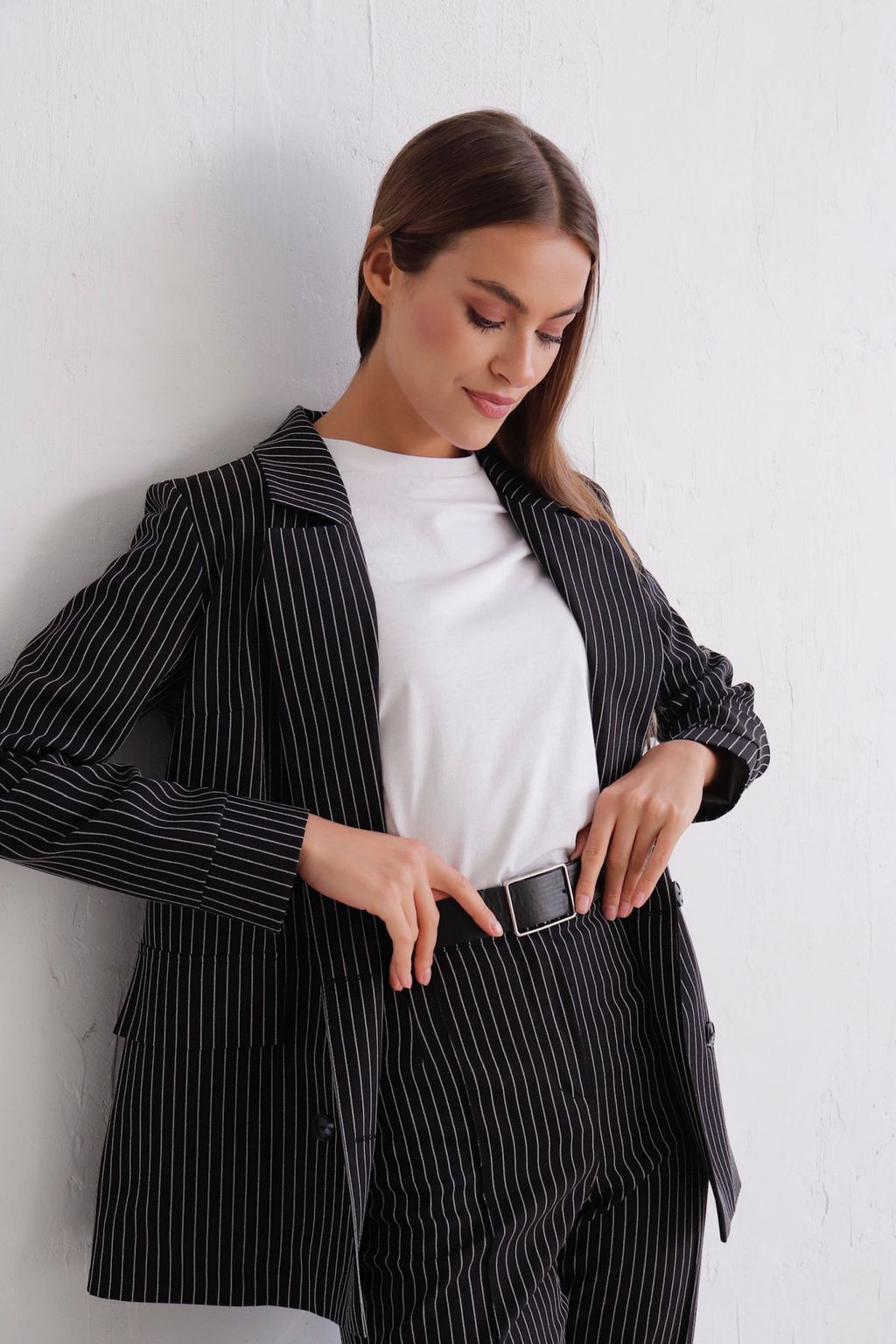 11782 Брюки со стрелками чёрные в полоску - Martichelli фото 6