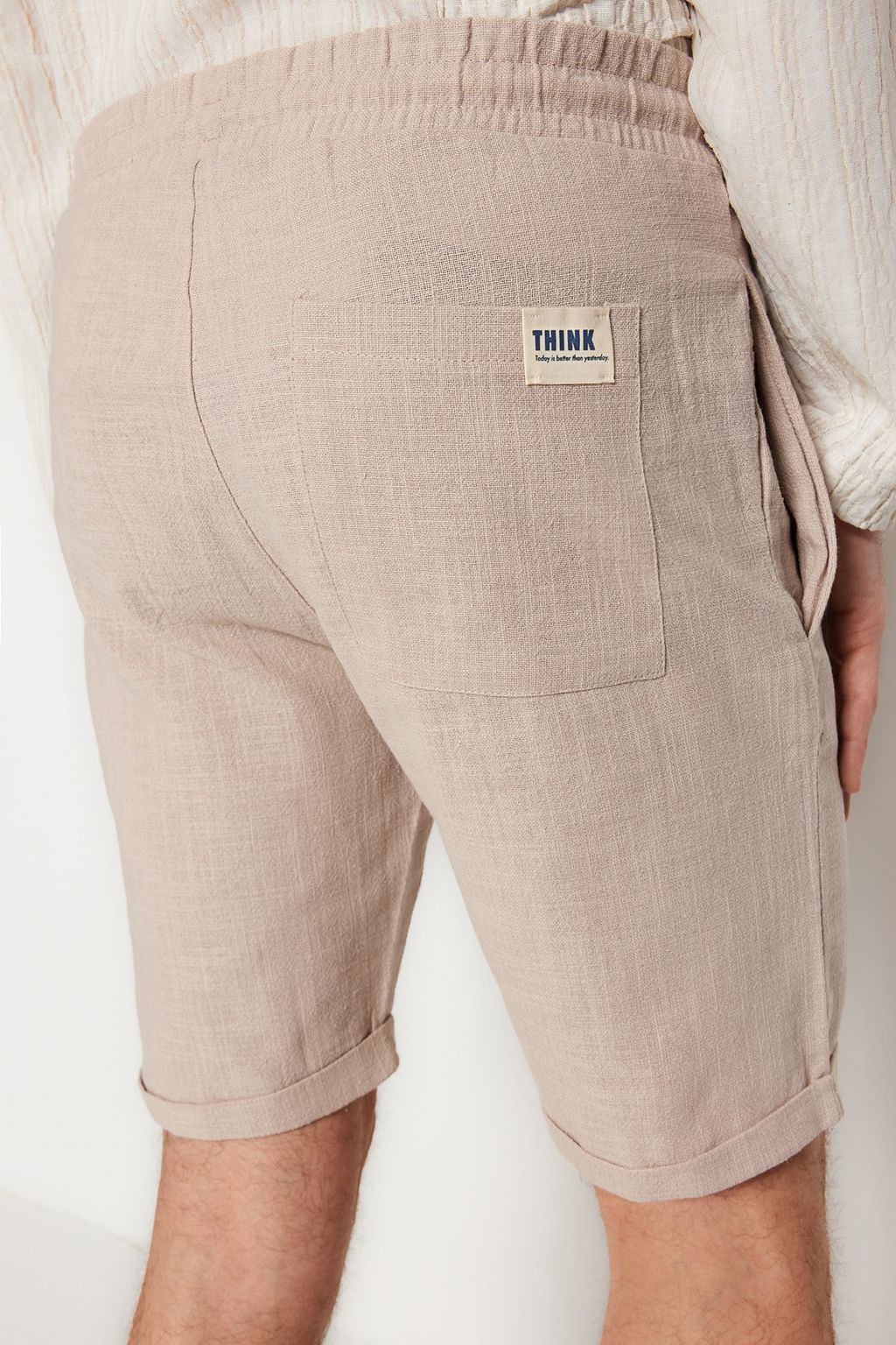 TRENDYOL MAN Ekru Regular Fit Keten Gorunumlu Sort TMNSS23SR00030 - Trendyolmilla фото 15