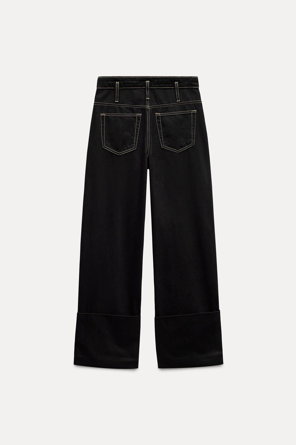 HIGH-WAIST TRF JEANS WITH TOPSTITCHING AND TURN-UP HEMS - Zara фото 3