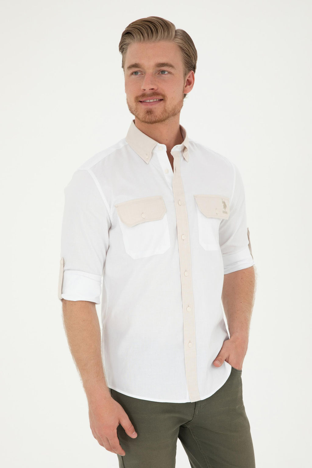 U. S. Polo Assn / Мужская рубашка с длинным рукавом Stone - U.s. polo assn фото 10