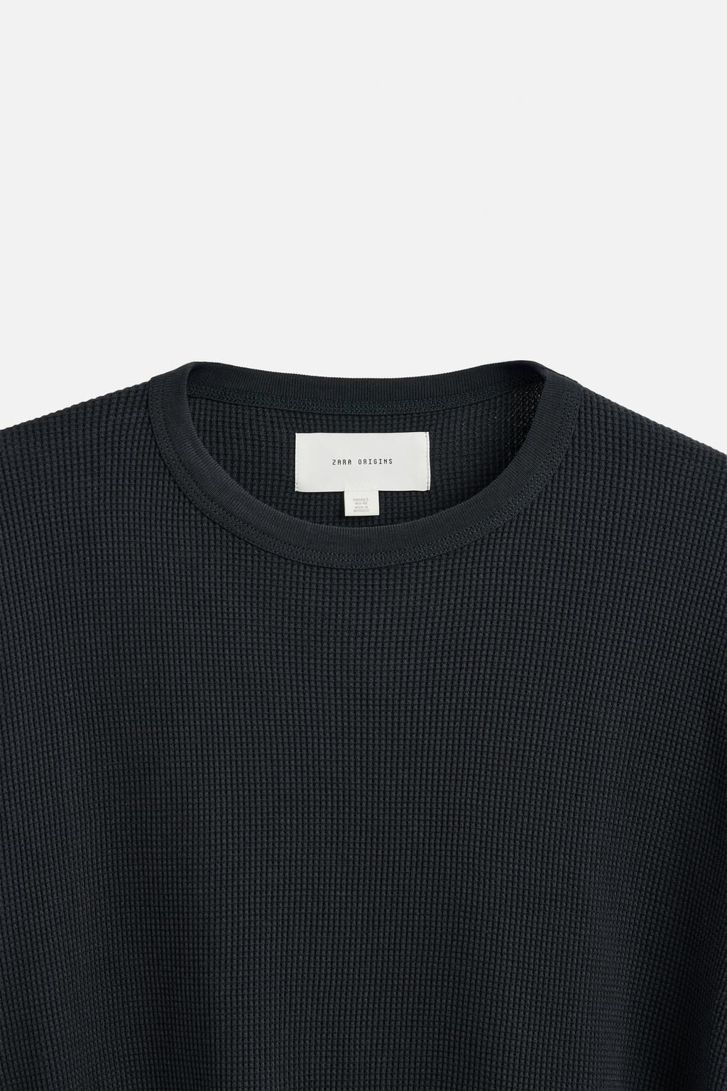 T-SHIRT IN CHECK TEXTURE - Zara фото 4