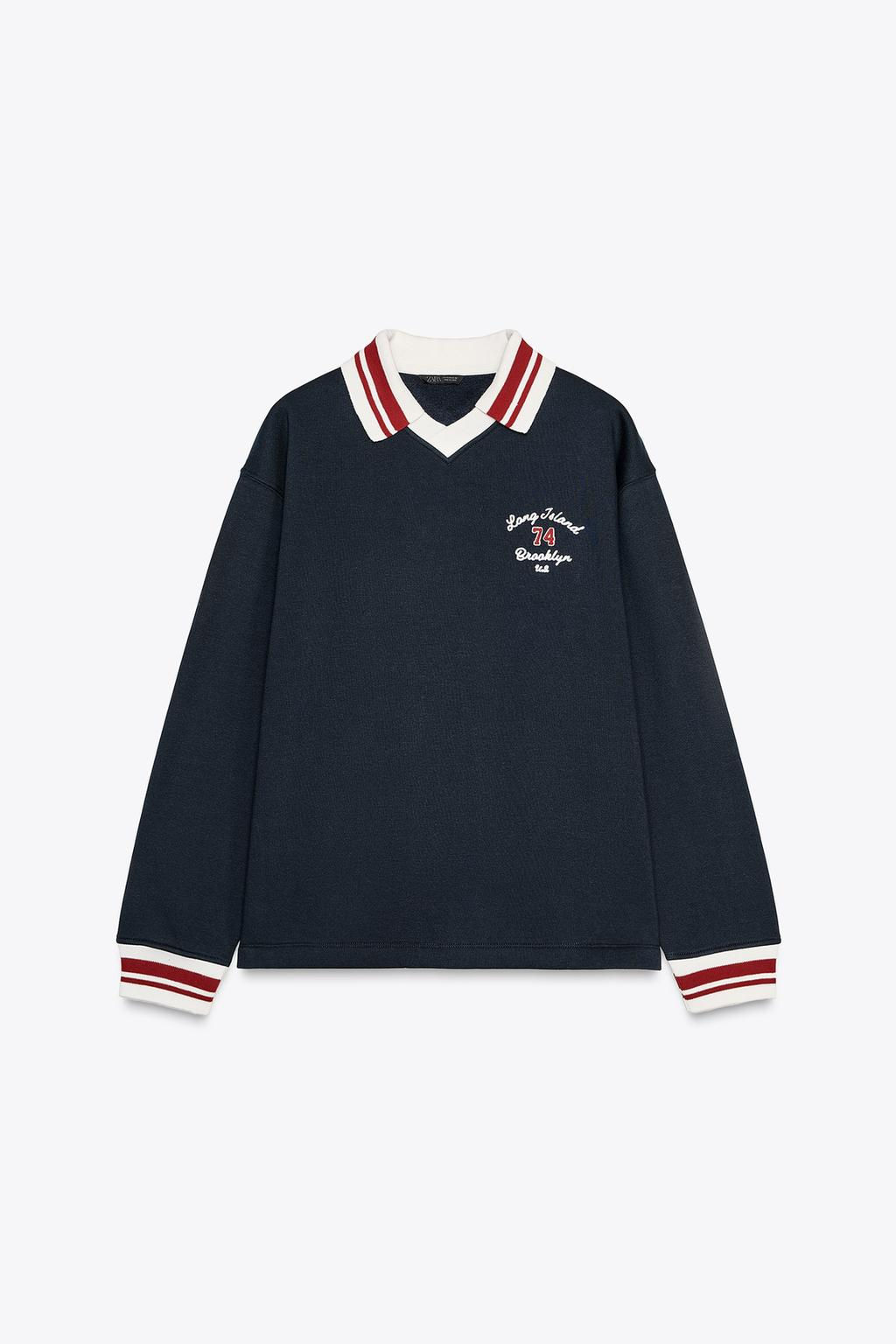 EMBROIDERED POLO SWEATSHIRT - Zara фото 5