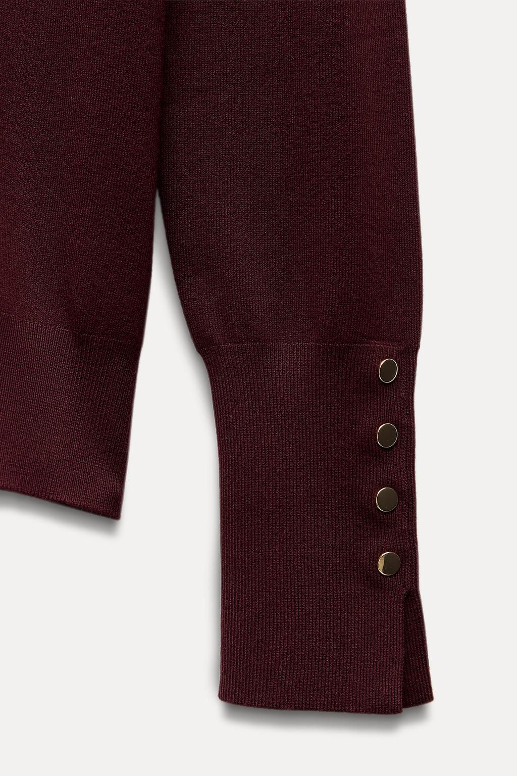 PLAIN KNIT SWEATER WITH BUTTONS - Zara фото 20