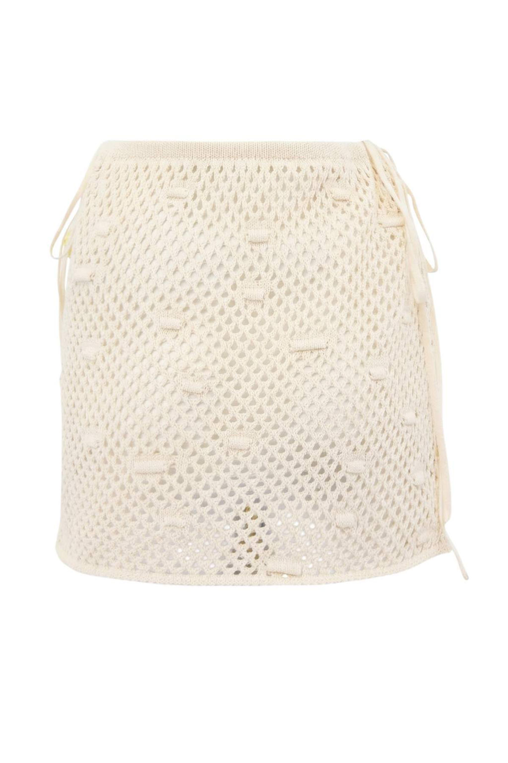 Bej Triko Ajurlu Cicek Aplikeli Mini Kalem Plaj Etek TBESS26ET00008