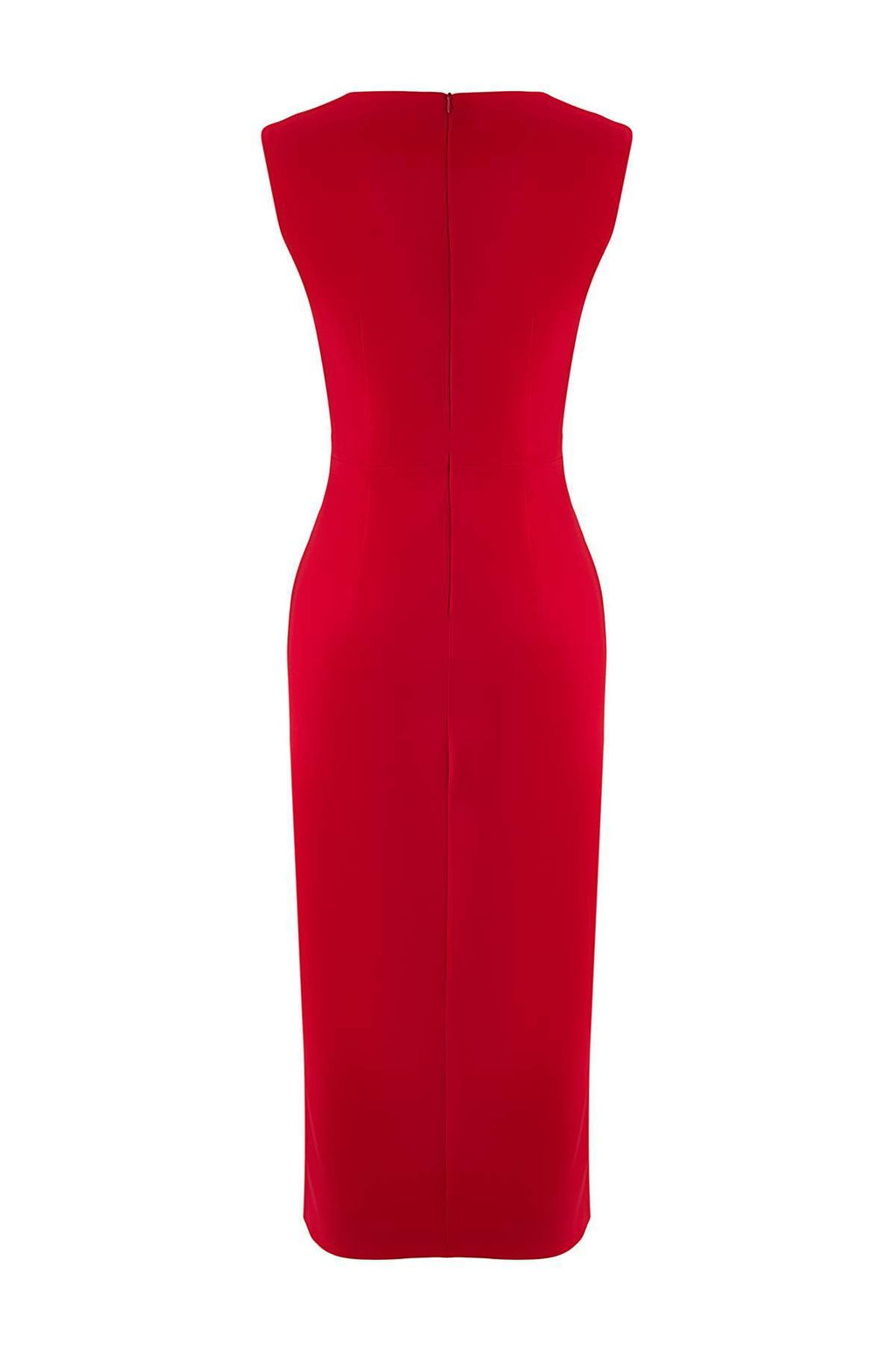 K?rm?z? Kemerli Duz Aksesuar Detayl? Midi Dokuma Elbise TWOAW26EL00073