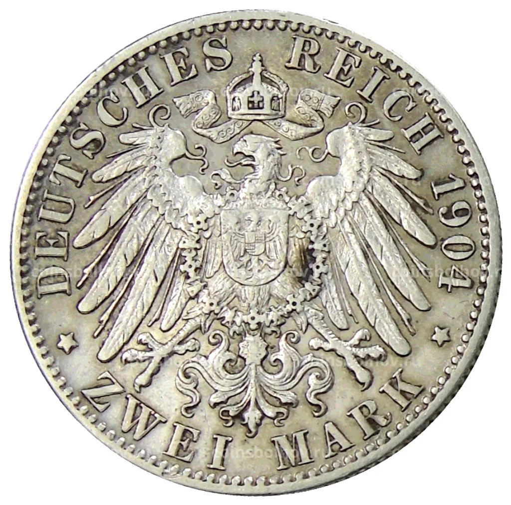 2 марки 1904 года F Германия (Вюртемберг)