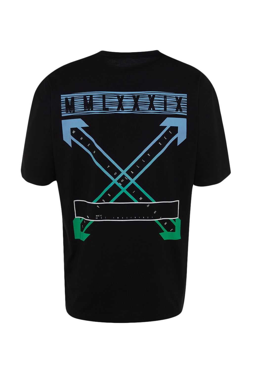 TRENDYOL MAN Siyah Oversize/Genis Kesim S?rt Bask?l? %100 Pamuklu T-shirt TMNSS20TS1132 - Trendyolmilla фото 16