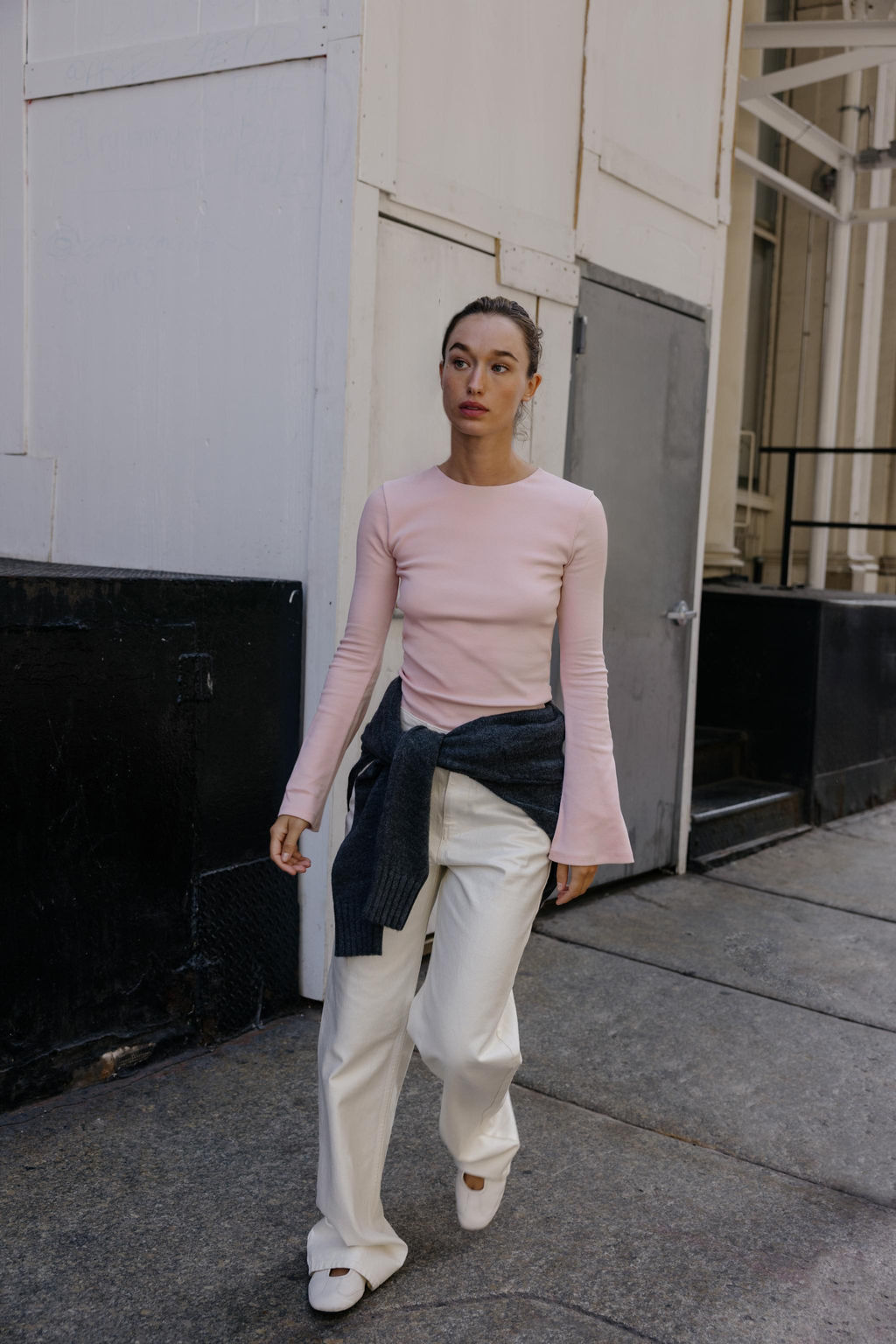 RIB T-SHIRT WITH FLARED SLEEVES