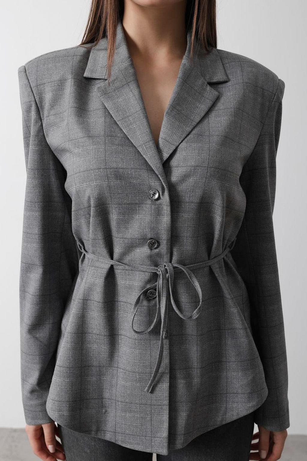 Antrasit Ekose Desenli Bagc?kl? Blazer Ceket TWOAW26BC00036