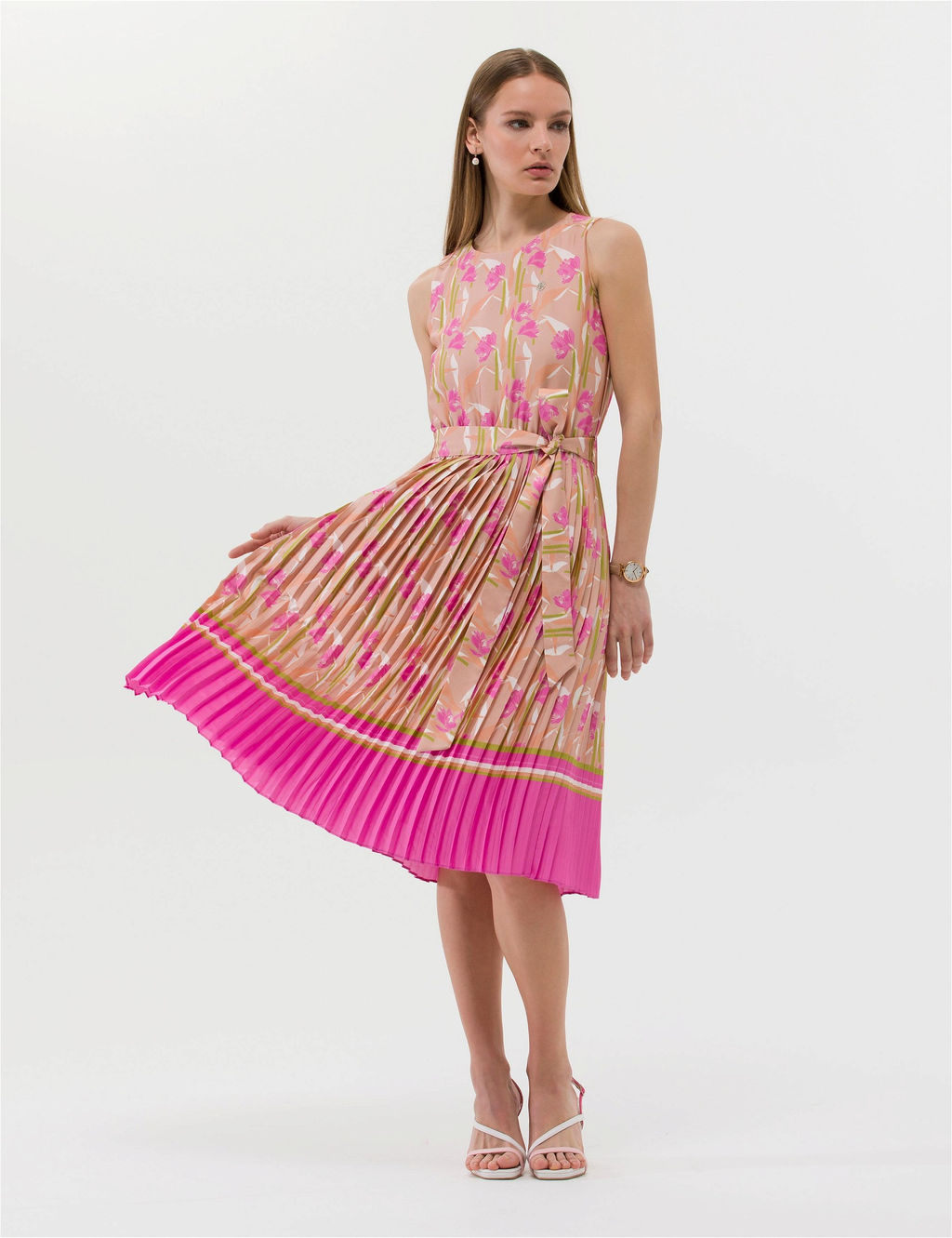 Fu_ya Ku_ak Detayl_ Pileli Midi Elbise - Pierre cardin фото 4