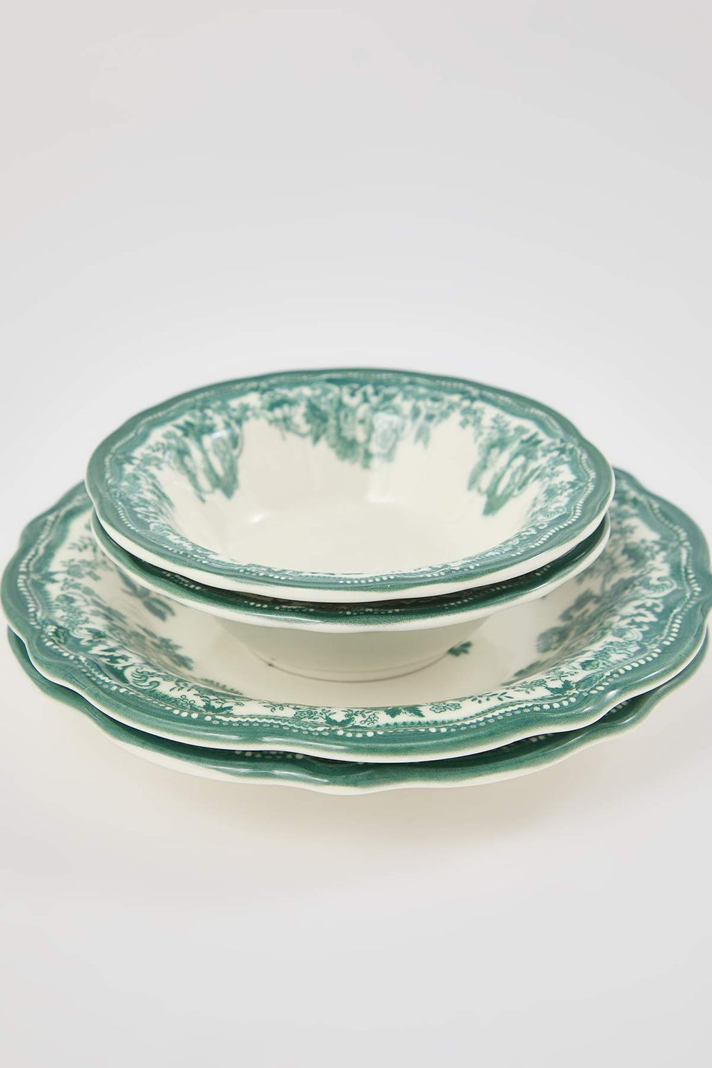 2 Kisilik Vintage Cicek Desenli Porselen Yemek Tak?m?-Yesil 8 Parca TPHAW26TBK00068 - Trendyolmilla фото 4