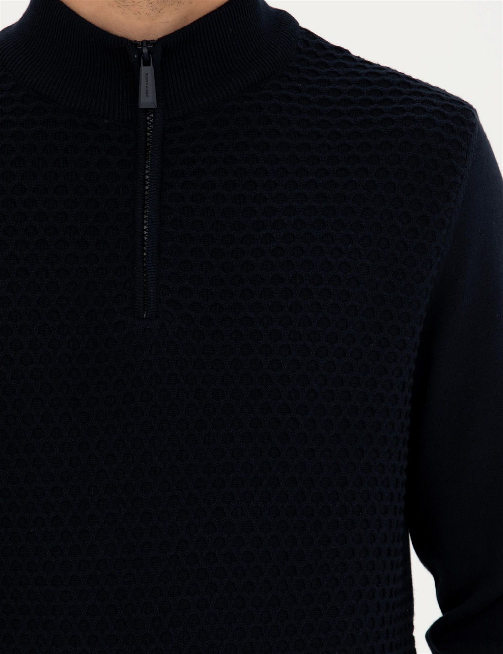 Lacivert Slim Fit Fermuarl_ Dik Yaka Triko Kazak - Pierre cardin фото 7