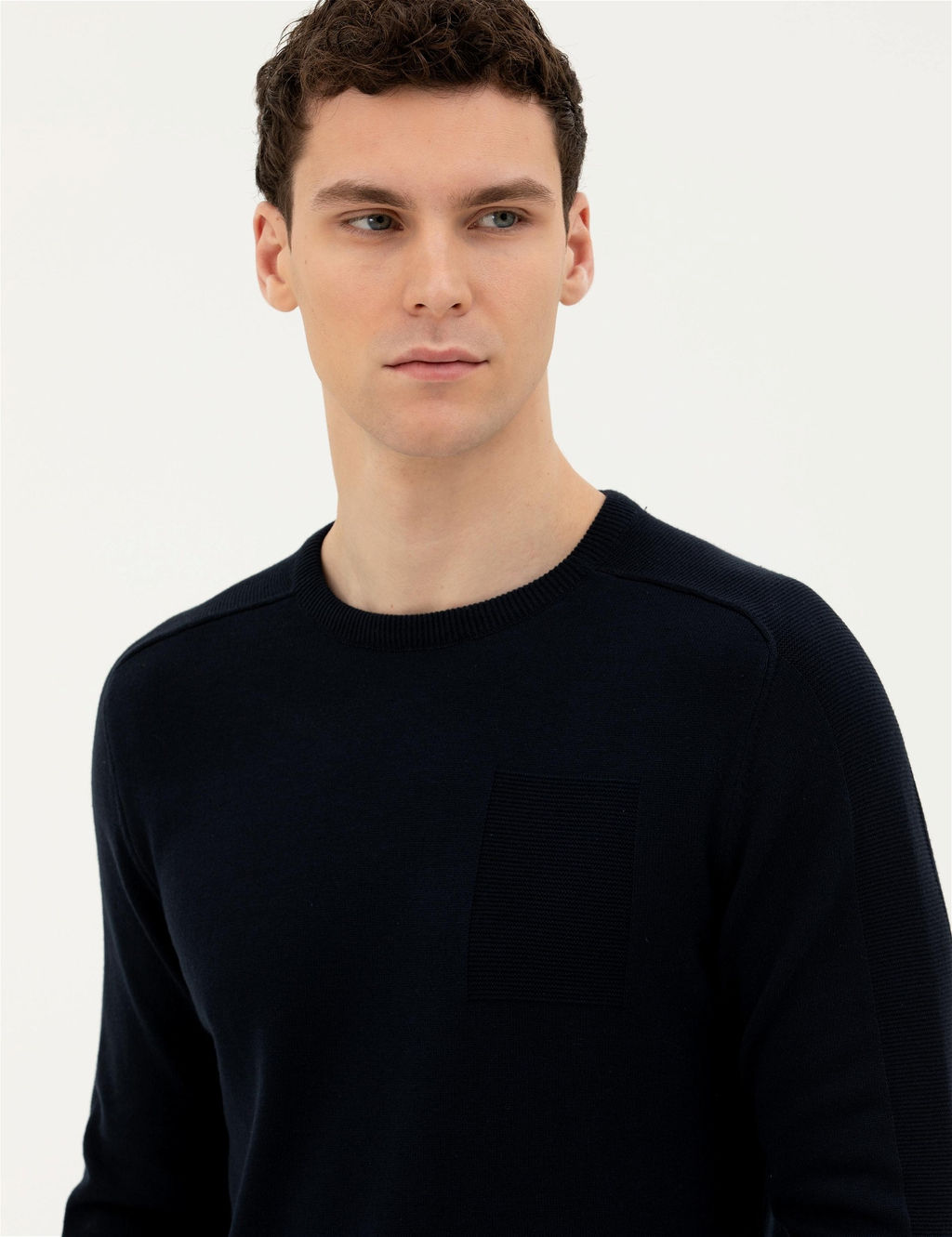 Koyu Lacivert Slim Fit Bisiklet Yaka Triko Kazak - Pierre cardin фото 2