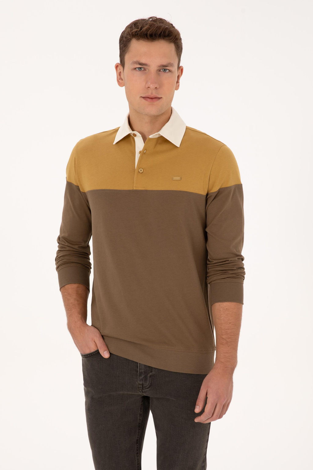 Erkek Hardal Sweatshirt