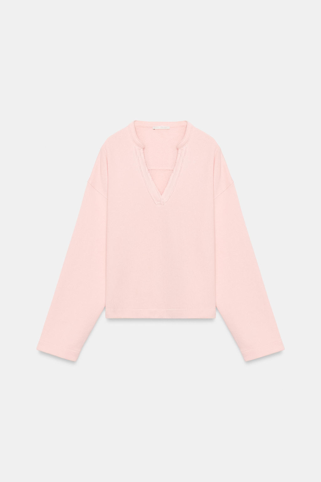 SUDADERA ESCOTE PICO ALGOD?N / Rosa pastel - Zara фото 5