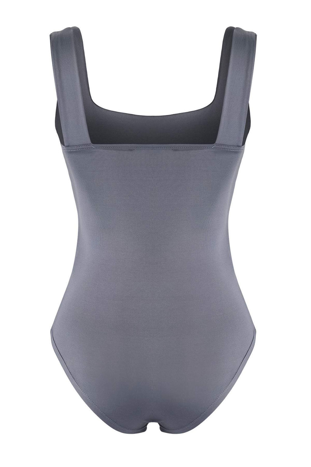 Antrasit Fitted/Vucuda Oturan S?rt? Detayl? Kare Yaka C?tc?tl? Esnek Orme Body TWOSS24BD00026