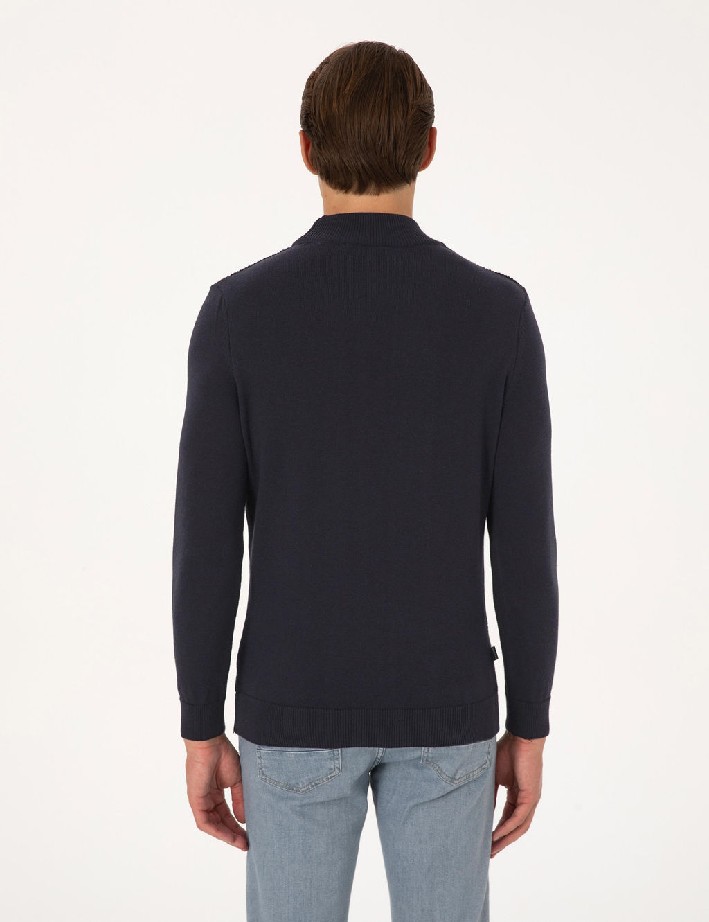 Lacivert Slim Fit Yar_m Bal_k__ Yaka Triko Kazak - Pierre cardin фото 5