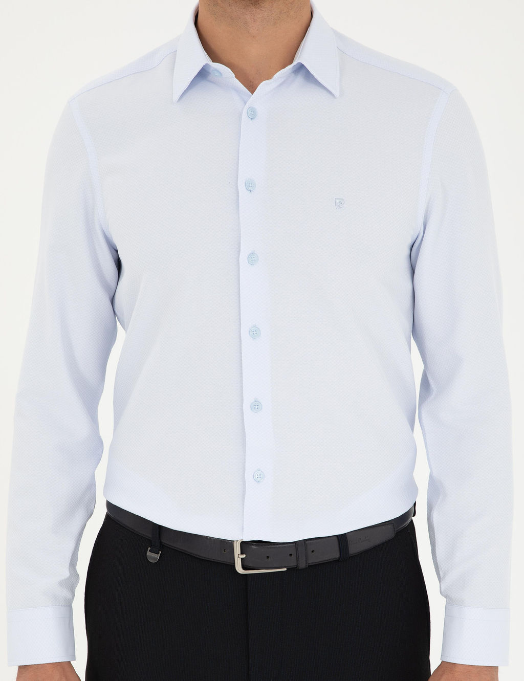 Рубашка Pierre Cardin Slim Fit светло-голубая с длинным рукавом