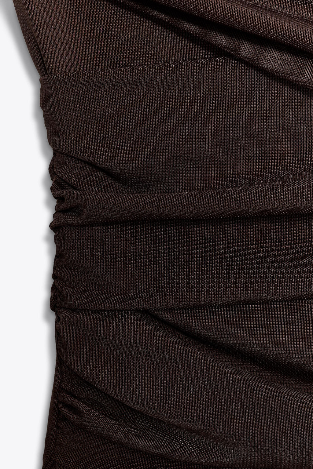 ASYMMETRIC DRAPED TULLE BODYSUIT