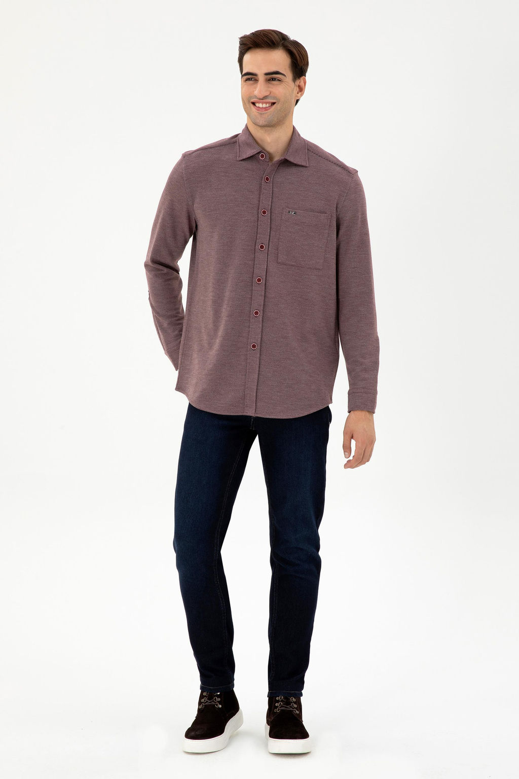 Мужская бордовая трикотажная рубашка Неожиданная скидка в корзине - U.s. polo assn фото 4