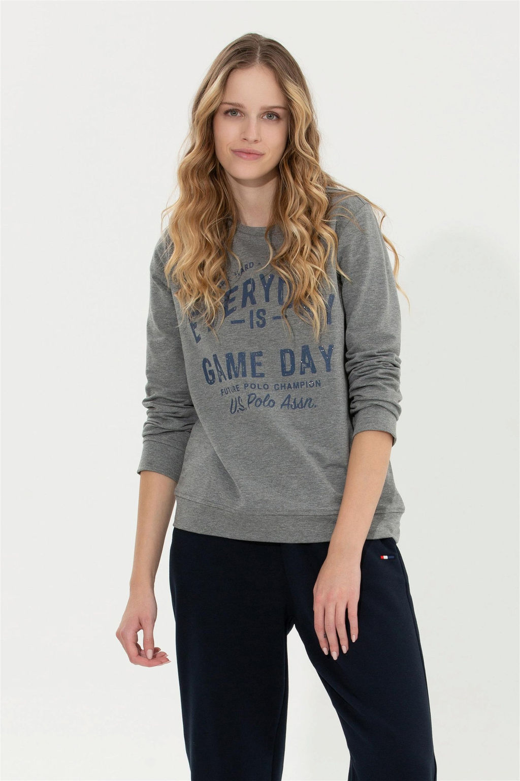 Kad_n Gri Melanj Sweatshirt - U.s. polo assn фото 4