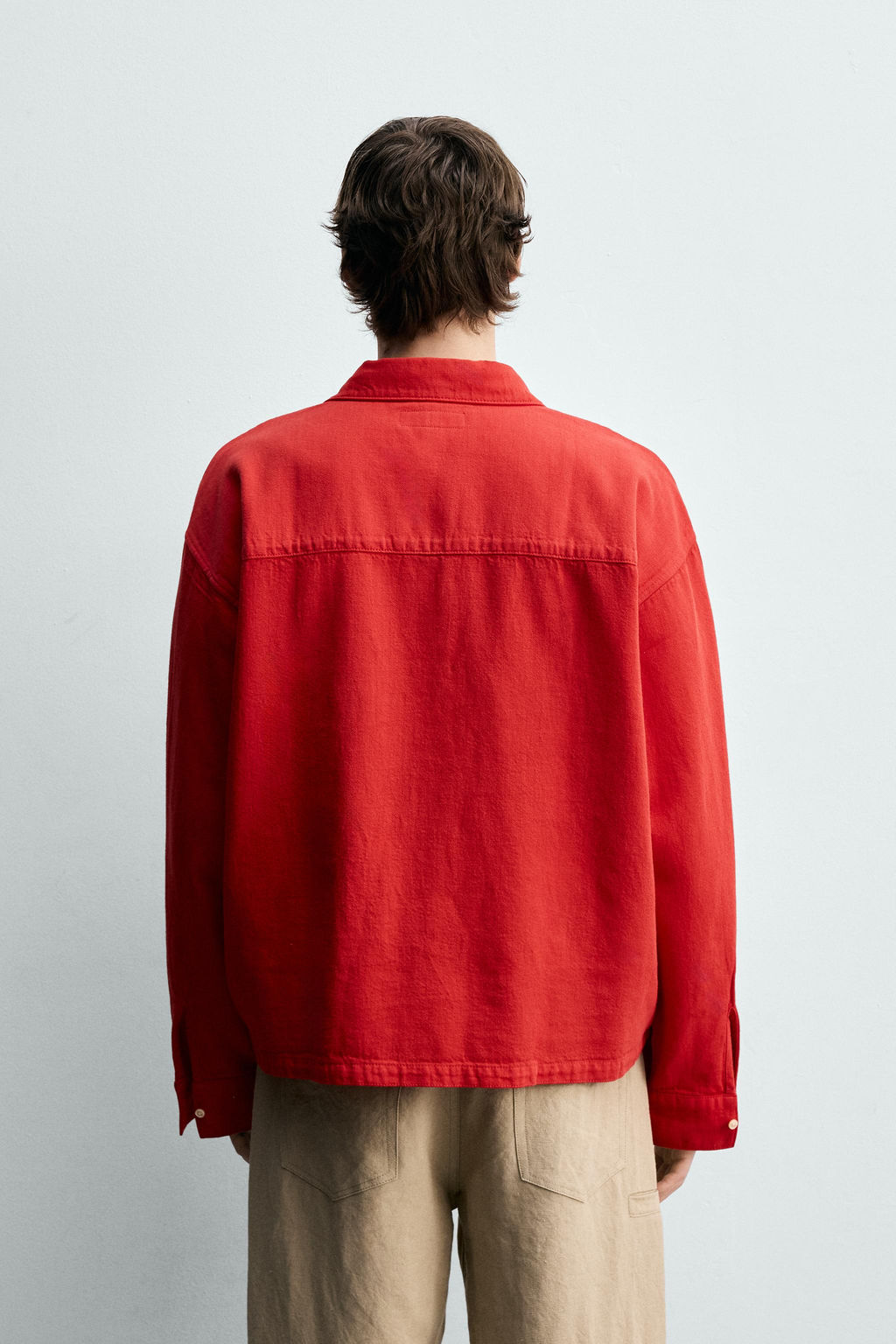 CAMISA POLO RELAXED FIT ESTRUCTURA / Rojo - Zara фото 3