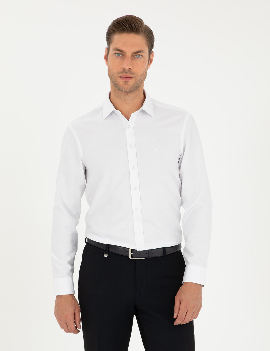 Beyaz Oxford Slim Fit Uzun Kollu G_mlek