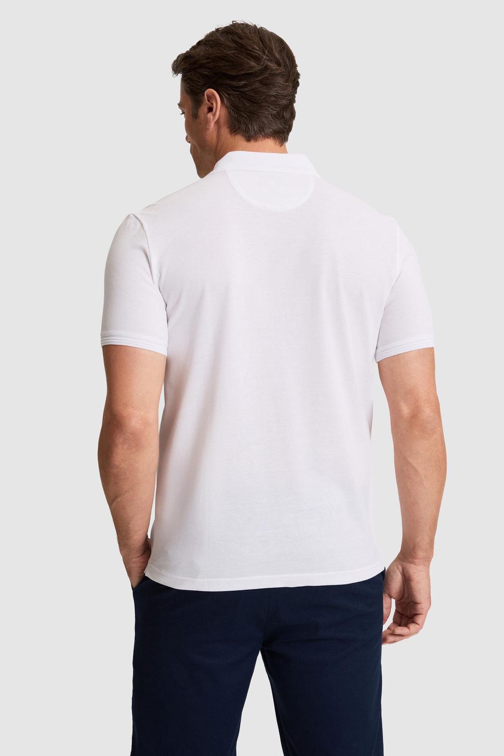 Erkek Beyaz Regular Fit Polo Yaka Basic Ti__rt