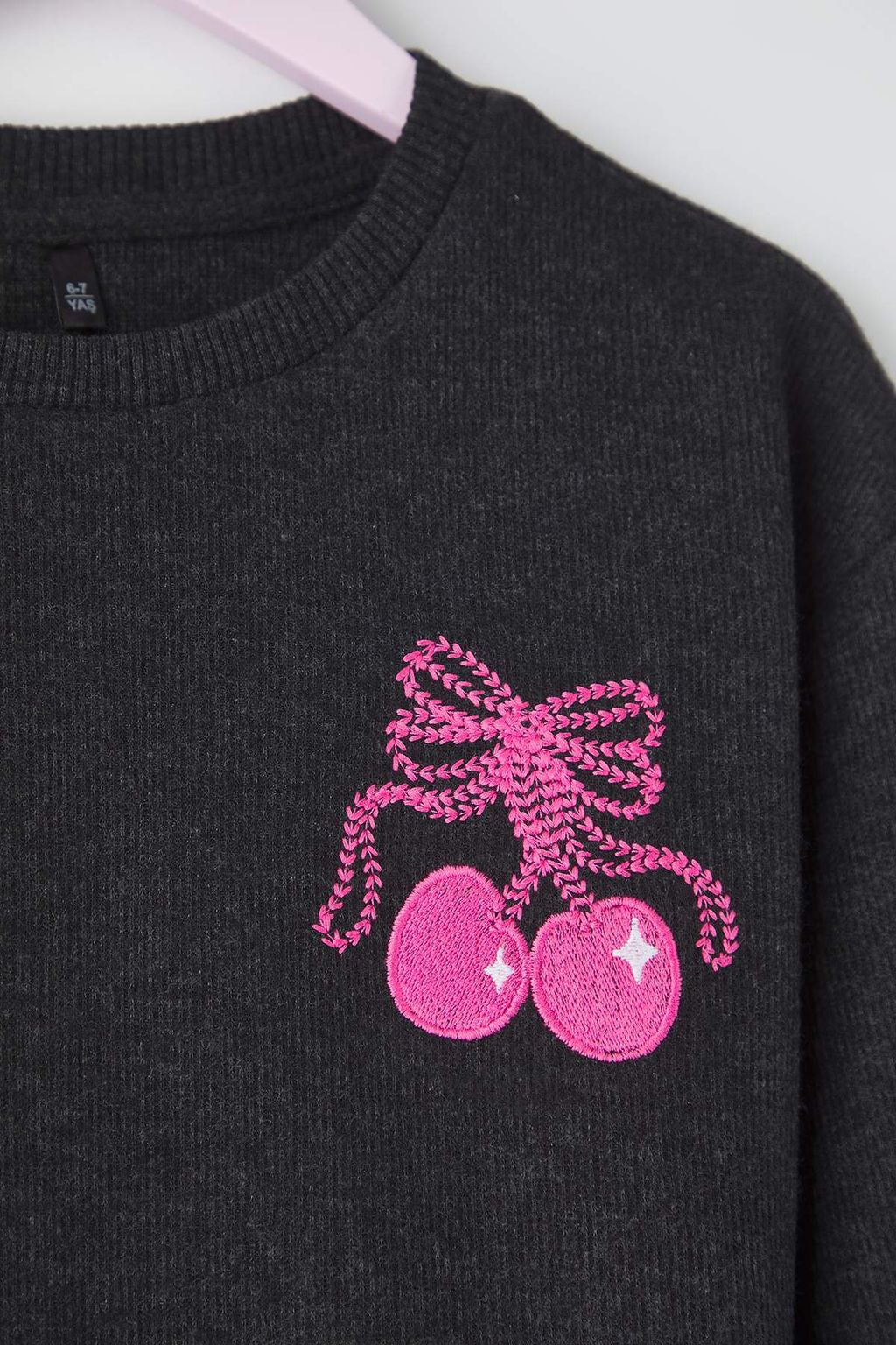 Antrasit Pamuklu S?rt Bask?l? Oversize K?z Cocuk Orme Sweatshirt TKDAW26SW00039 - Trendyolmilla фото 3