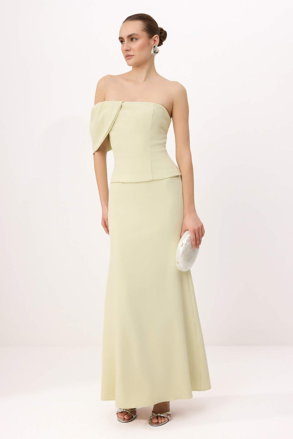 Su Yesili Duz Straplez Dokuma Finike Maxi Abiye & Mezuniyet Elbisesi TPRSS26AE00100 - Trendyolmilla фото 2