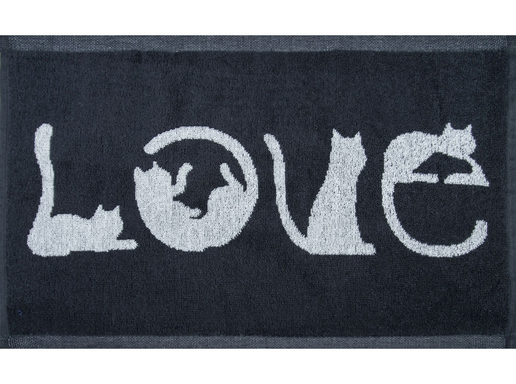 Полотенце махровое 1с105.413ж1 LOVE-кот(антрацит) 50х30 см