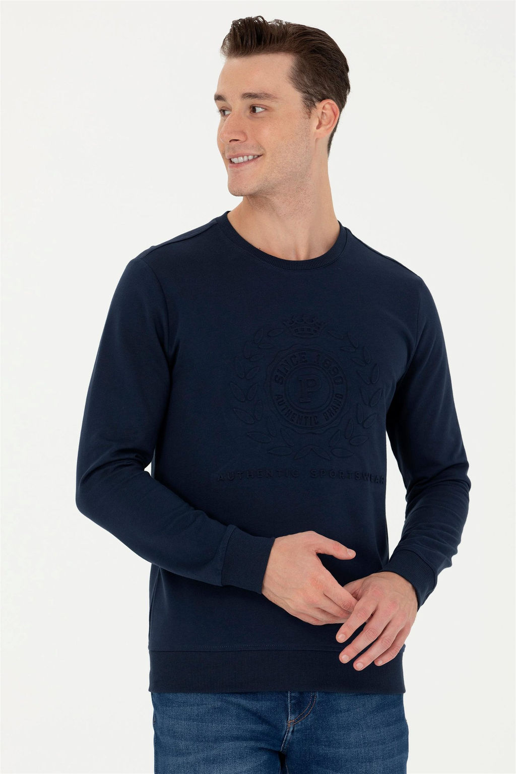 Свитшот мужской U. S. Polo Assn темно-синий из хлопка - U.s. polo assn фото 10