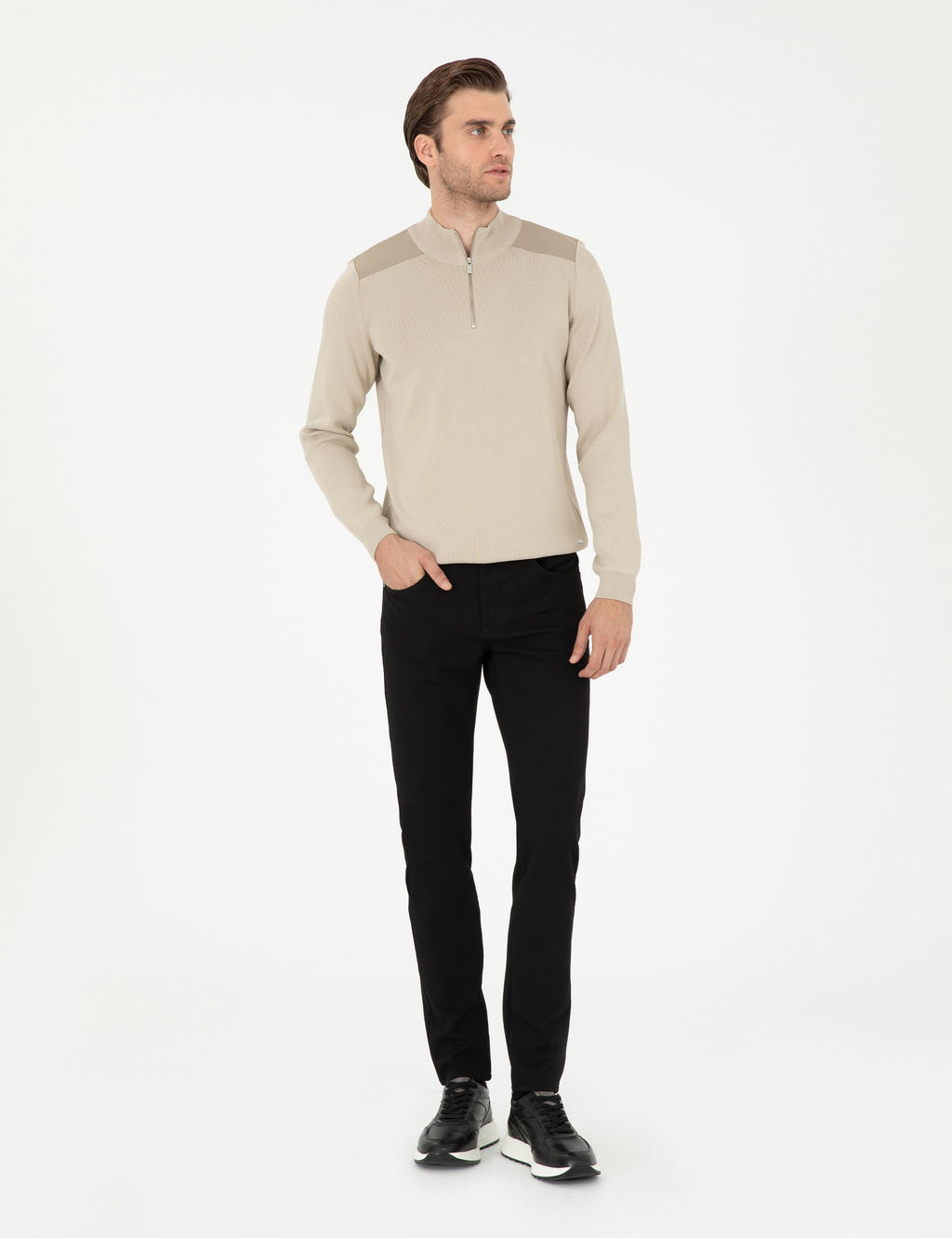Siyah Slim Fit Kanvas Pantolon