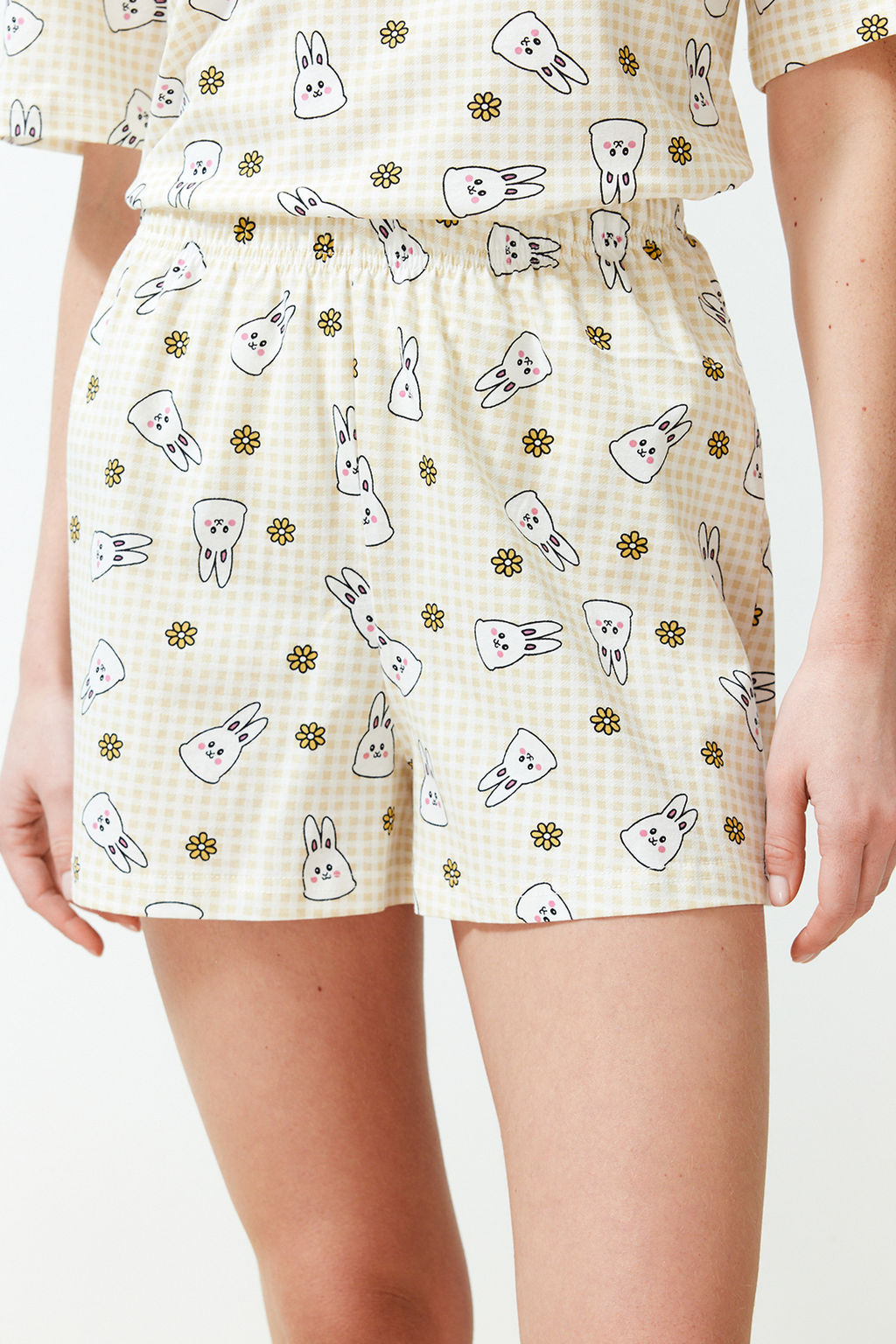 Trendyolmilla Sar?-Cok Renkli %100 Pamuklu Potikare Sortlu Orme Pijama Tak?m? THMSS24PT00211 фото 5