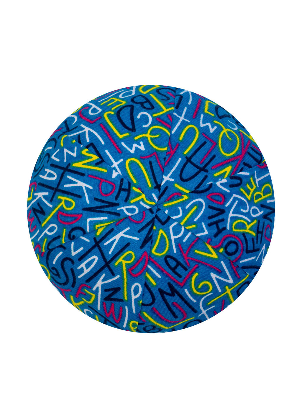 Берет детский бирюза лимонные буквы 025 (52)