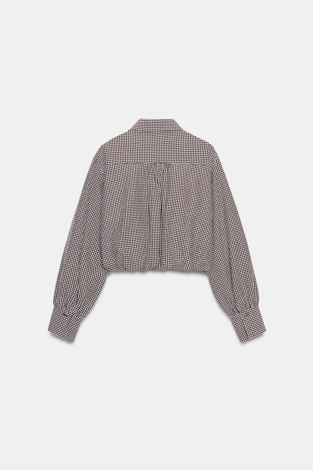 CAMISA GLOBO CUADRO VICHY / Marr?n / Crudo - Zara фото 7