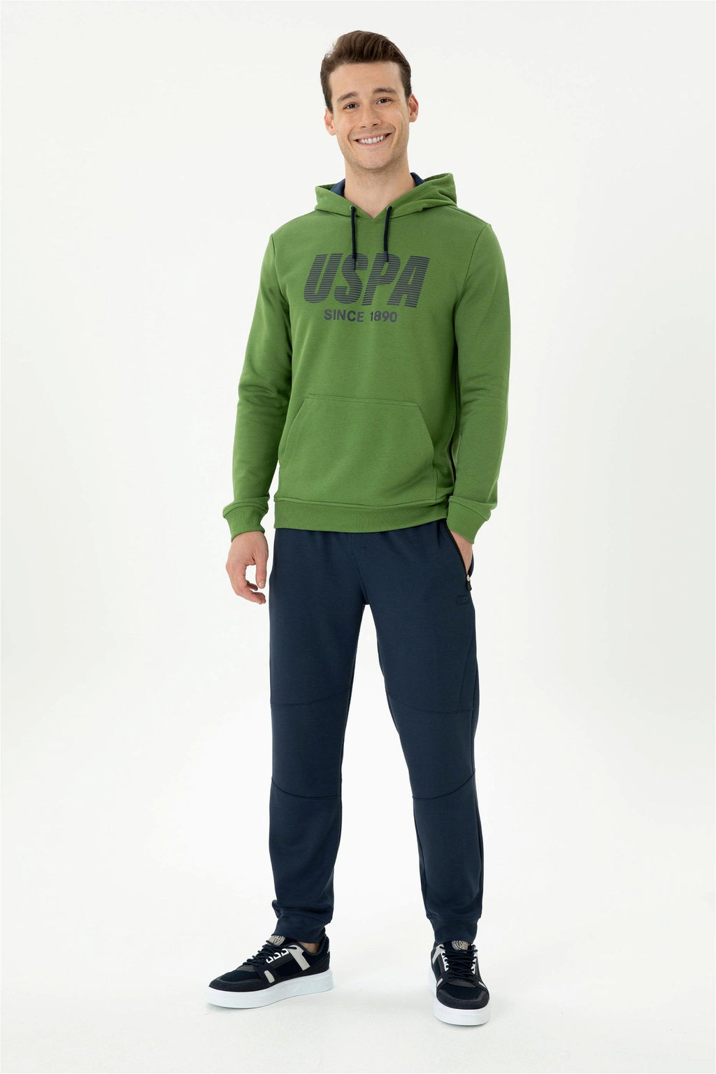 U. S. Polo Assn Мужской вязаный кардиган антрацитового меланжевого цвета с капюшоном - U.s. polo assn фото 8