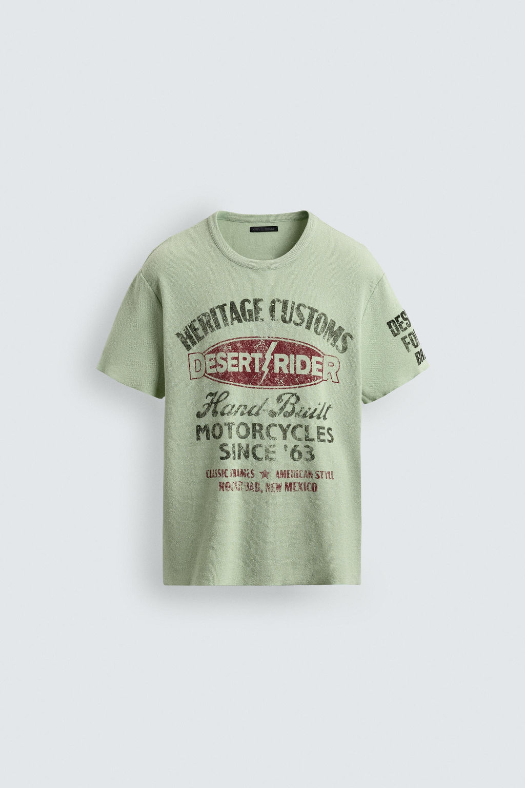 CAMISETA PUNTO ESTAMPADOS LAVADOS / Verde agua