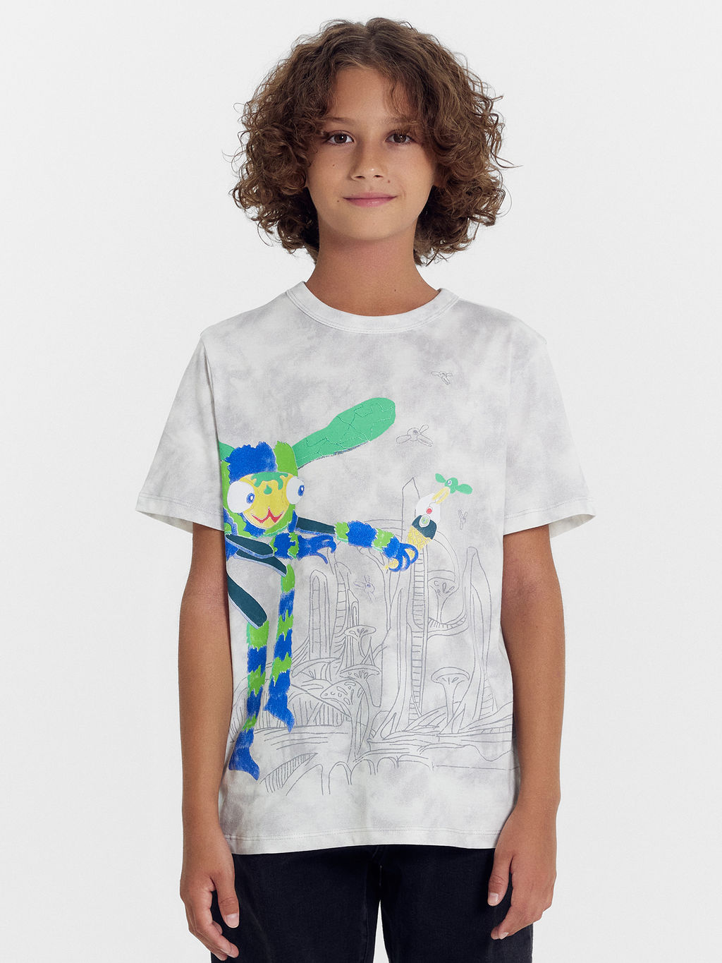 Футболка для мальчиков светло-серая с дизайнерским принтом - Mark formelle фото 2