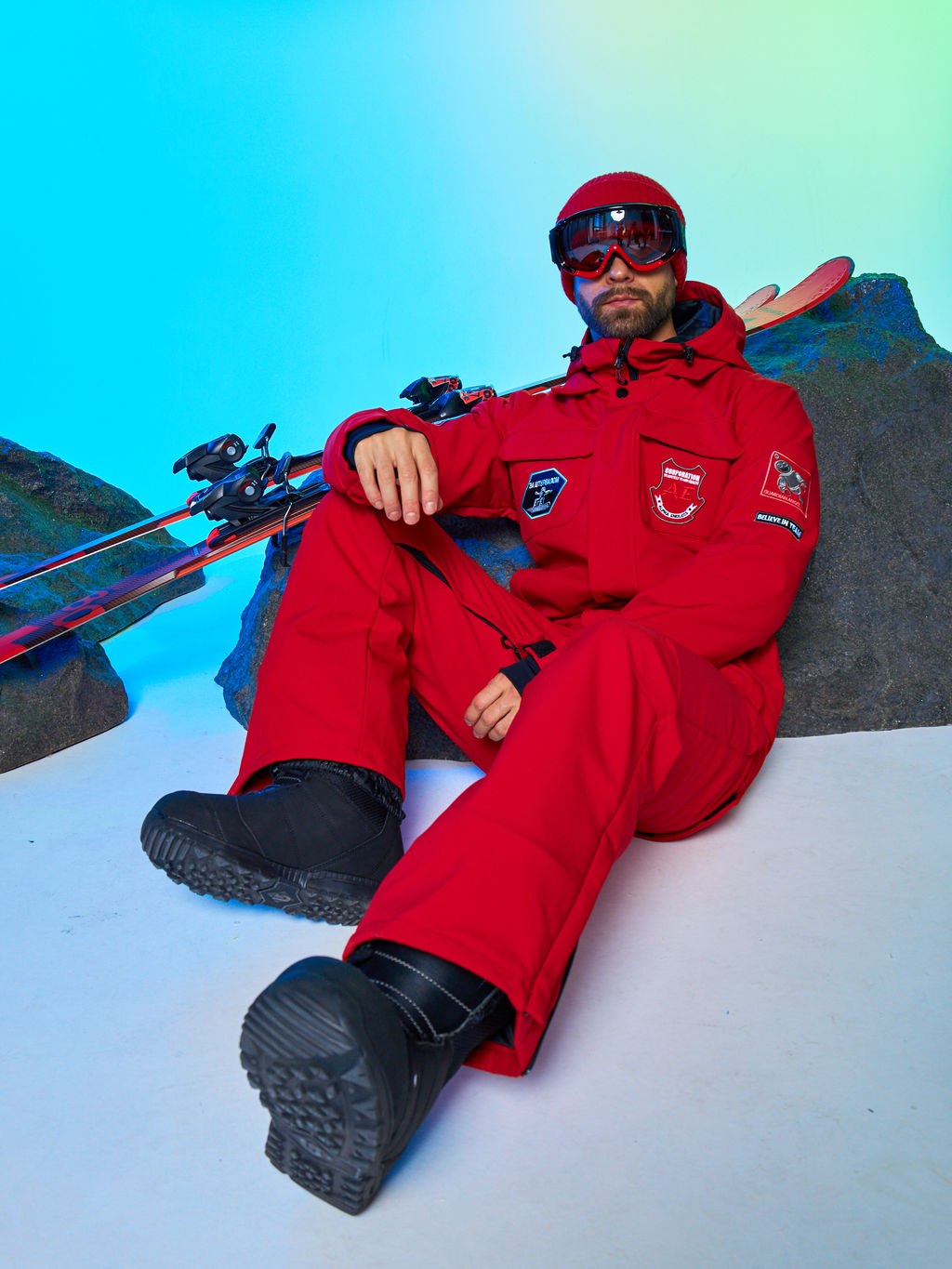 Мужской сноубордический горнолыжный комбинезон Alpha Endless Prometheus 223/230510 RED - Красный