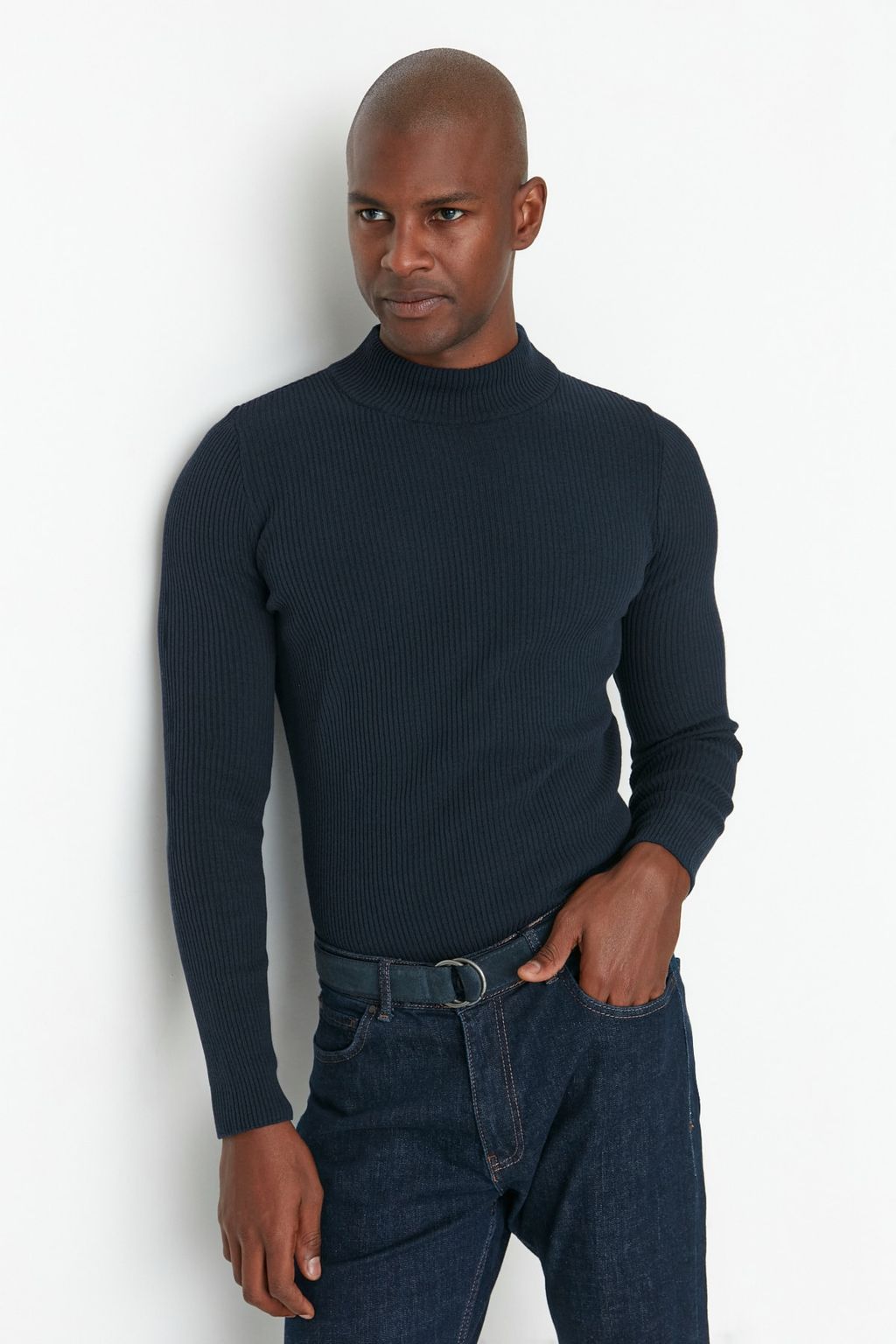 TRENDYOL MAN Ekru Slim Fit Pamuklu Yar?m Bal?kc? Yaka Fitilli Orgu Kazak TMNAW21KZ0568 - Trendyolmilla фото 60