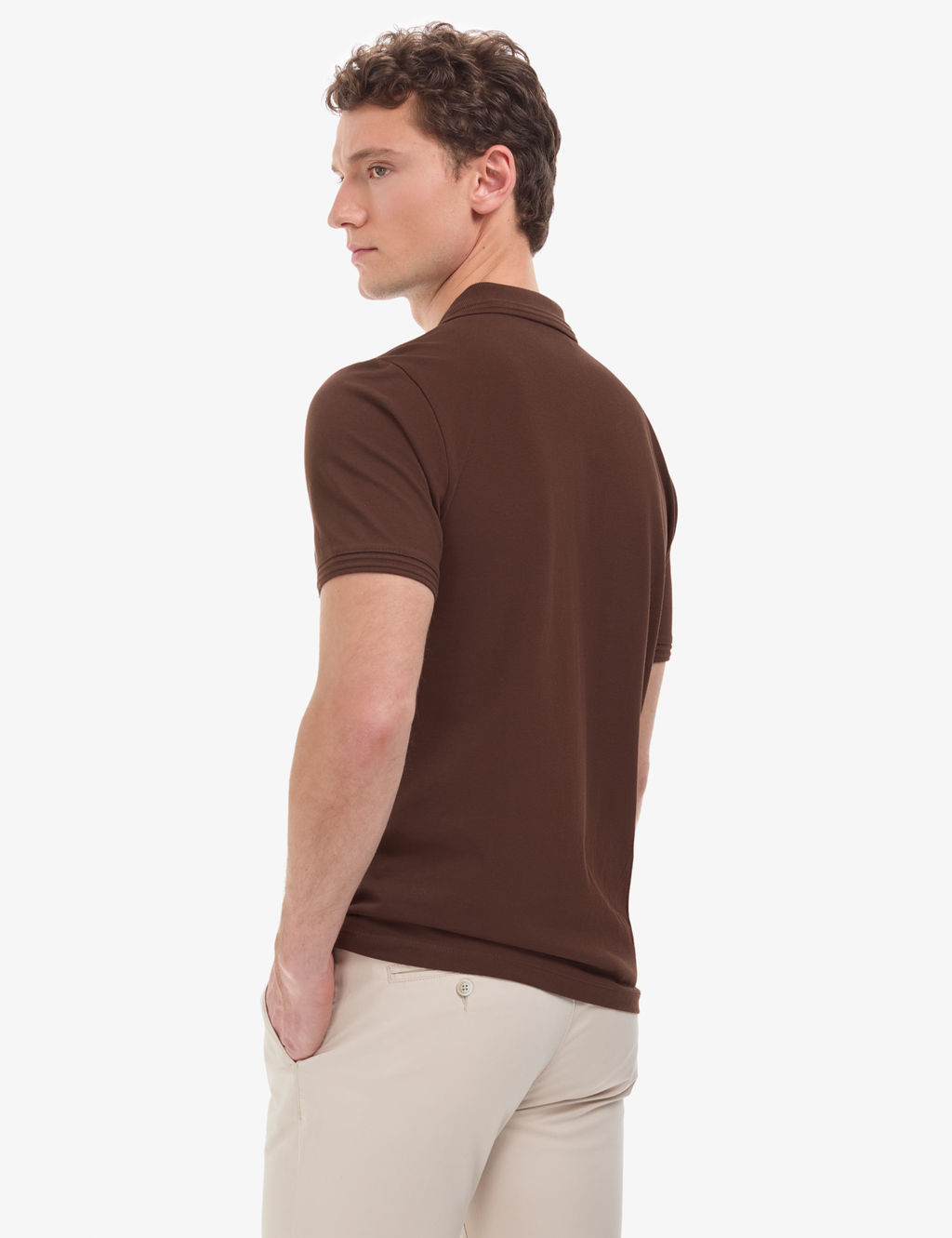 Koyu Kahverengi Regular Fit %100 Pamuk Cepli K_vr_lmaz D__meli Polo Yaka Basic T