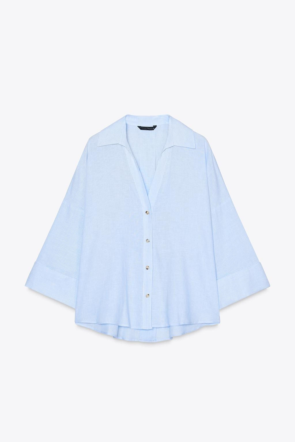 WIDE-SLEEVE LINEN BLEND SHIRT - Zara фото 22